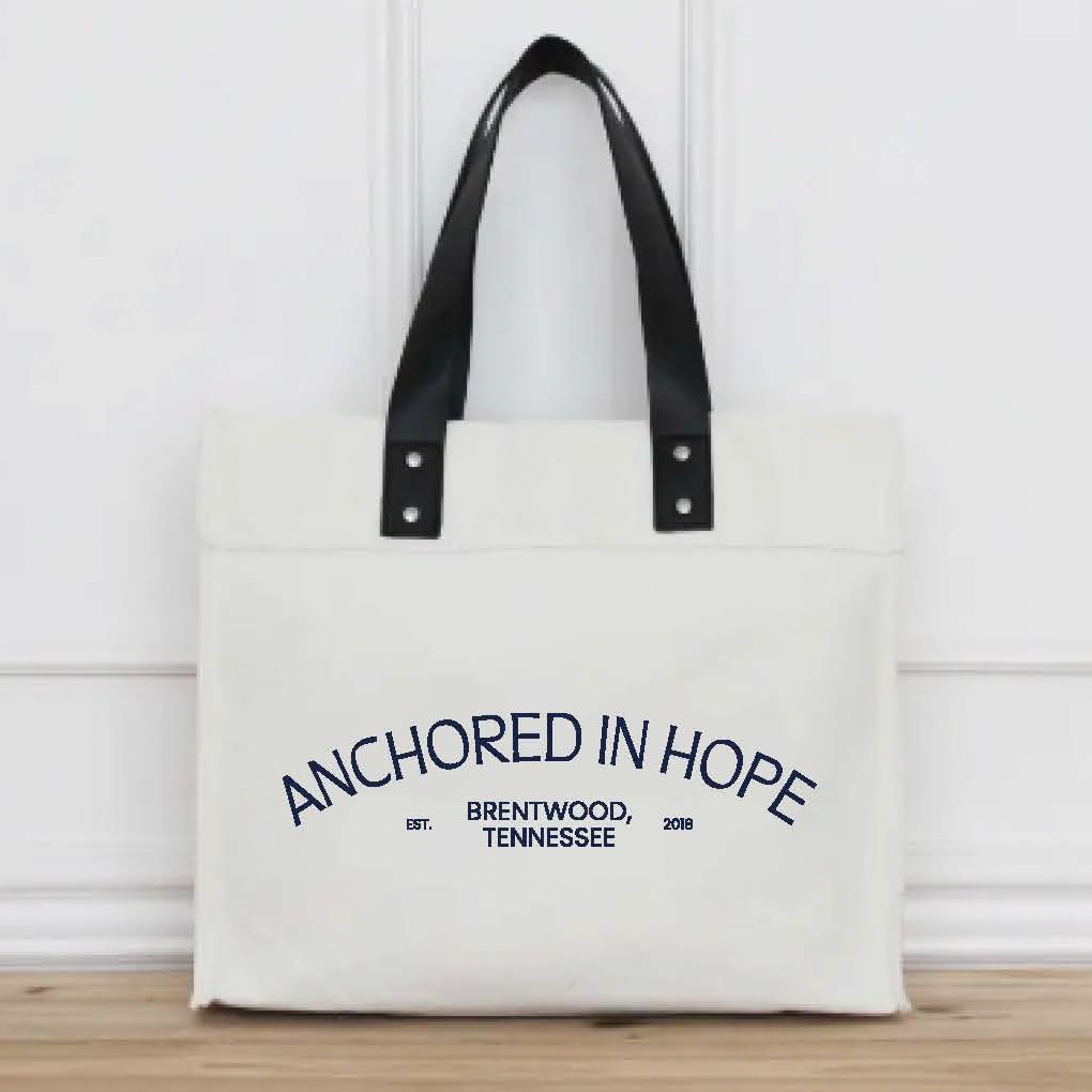 Anchored In Hope Market Tote Bag with Leather Handles